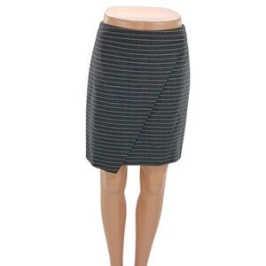 LOFT Pencil Skirt Womens Size 0P Gray Pinstripe Wrap Office Work Asymmetrical